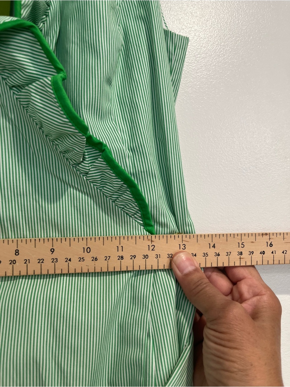 Elizabeth McKay Green & White Striped Ruffled Scotland Wrap Dress Sz. 6 NWT - Picture 11 of 11